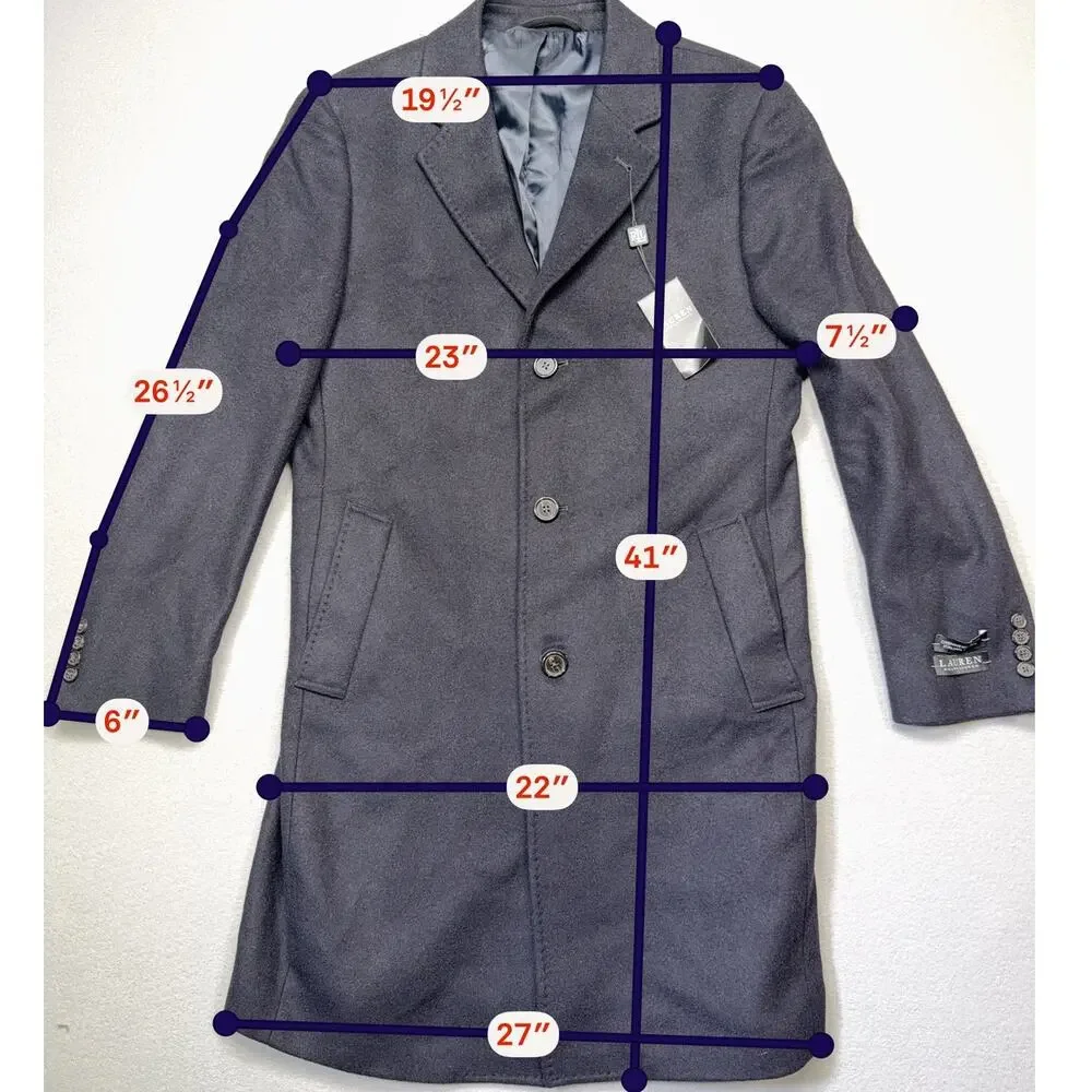 Ralph Lauren Men's Luther Luxury Wool-Blend Overcoat Jacket Size 40L $495